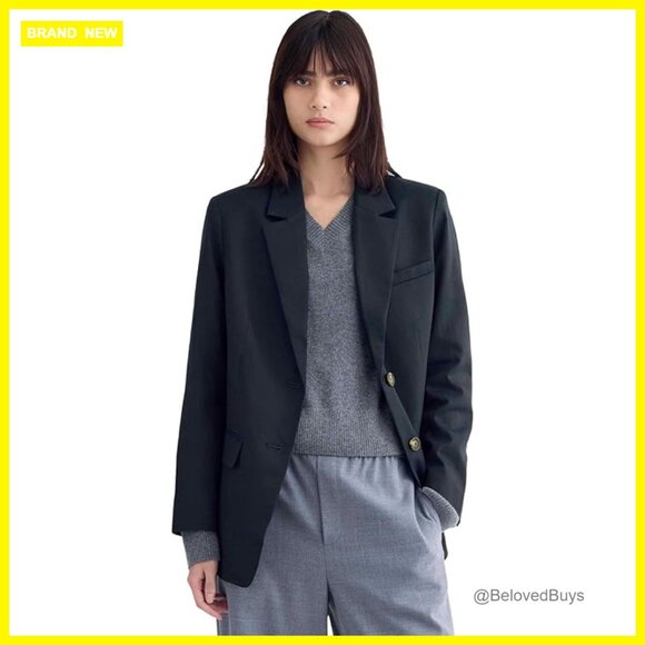 Oversized Blazer TENCEL Cotton Blend Relaxed Fit Modern Tailored